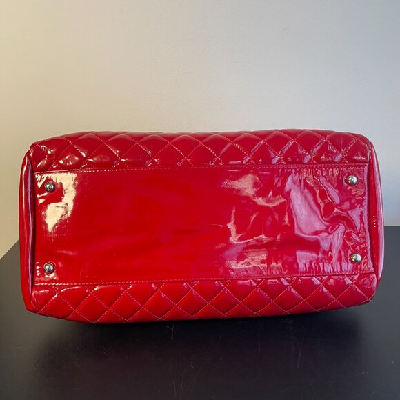 Chanel Large Just Mademoiselle Bowling Bag Red Patent Calfskin Leather, Preowned - Picture 3 of 16